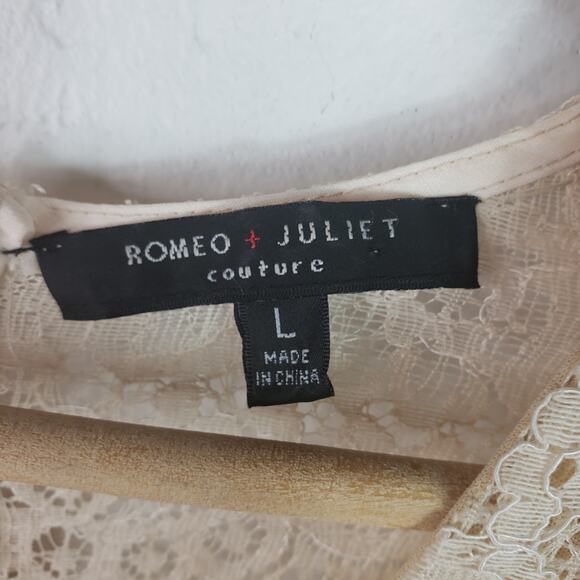 Romeo & Juliet Couture Lace Romper Cream Size L - Picture 4 of 6